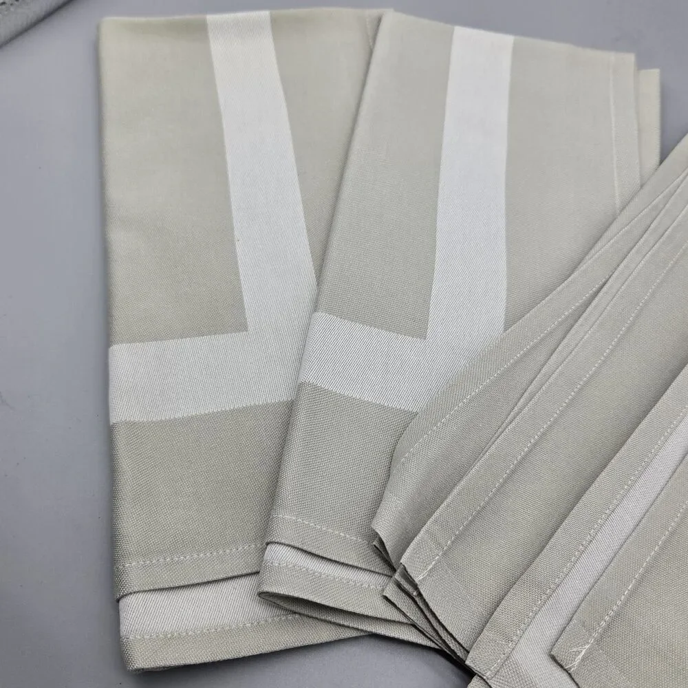set (6) Rivolta Carmignani Cotton Napkins beige/White Square 22x22 Italy